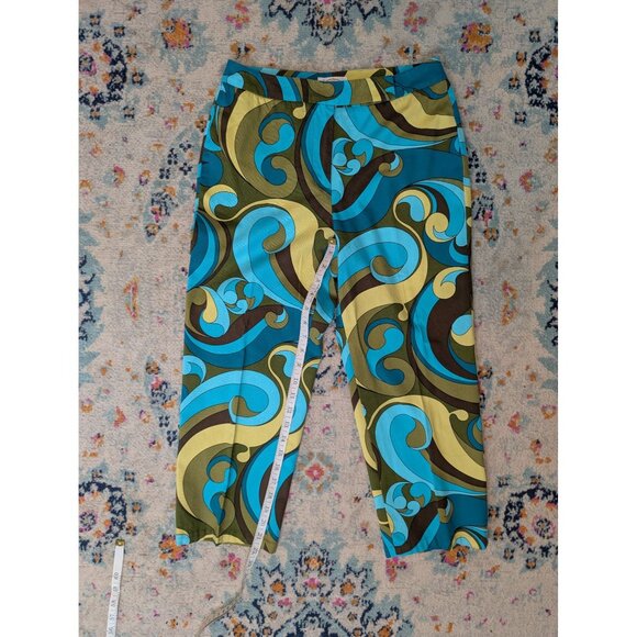Vintage‎ Y2K Talbots Turquoise and Brown Retro Swirl Print Pants - Size 6 - Picture 7 of 9